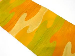 霞に華紋織り出し　名古屋帯